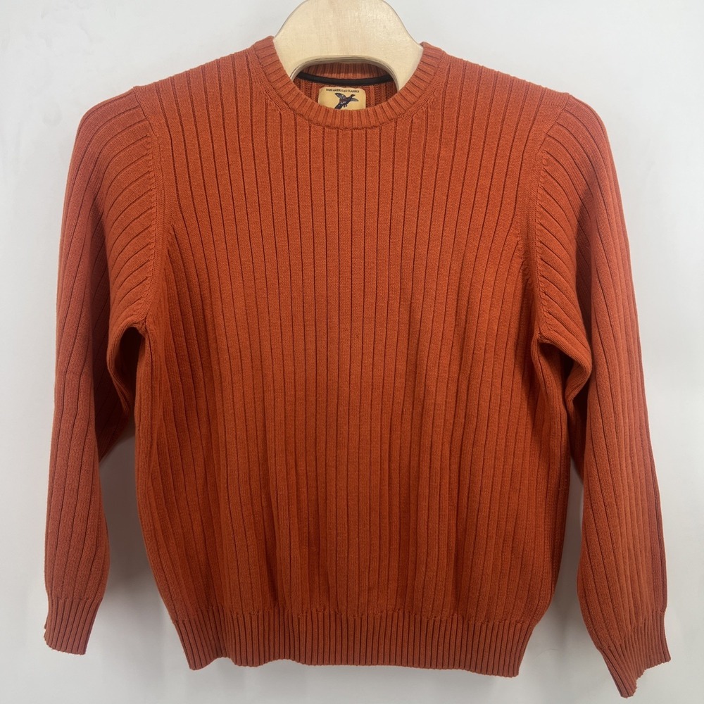 Bass American Classics Ribbed Crewneck Men's Orange L Sweater